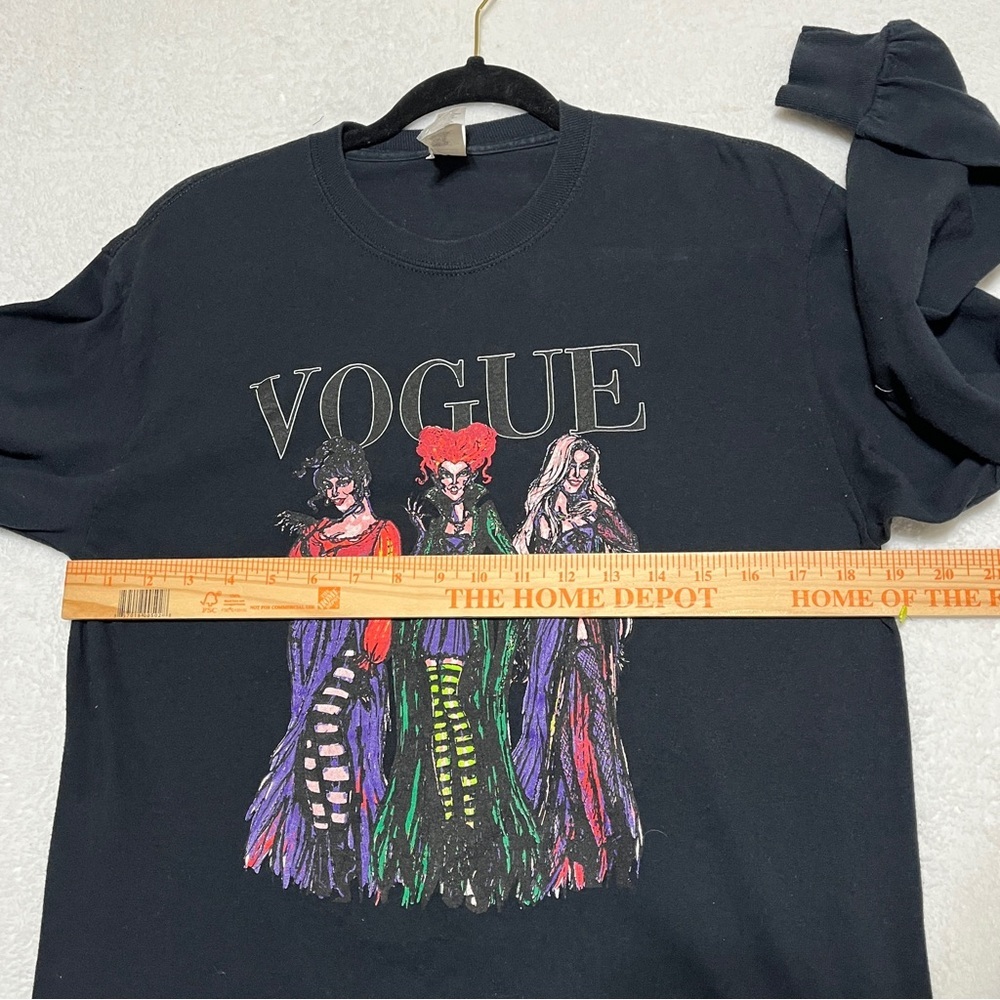GILDAN Women’s Hocus Pocus “VOGUE” T-shirt Long Sleeve Black Medium - Picture 7 of 8